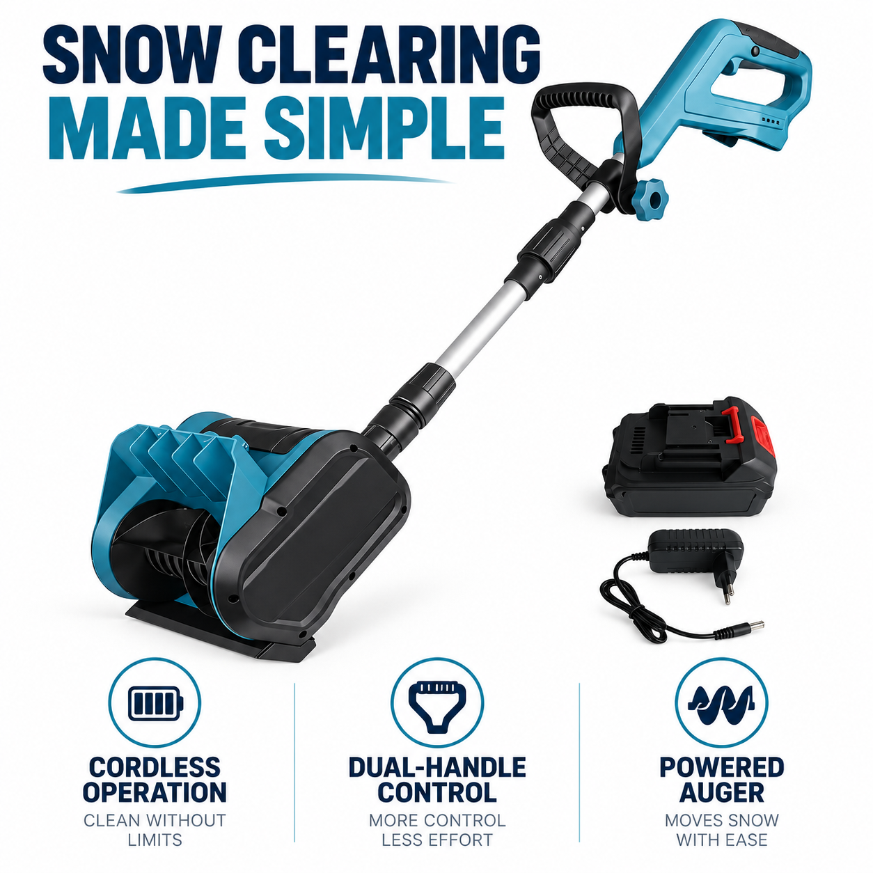 13-Inch Cordless Electric Snow Shovel – Powerful & Portable Winter Snow Remover