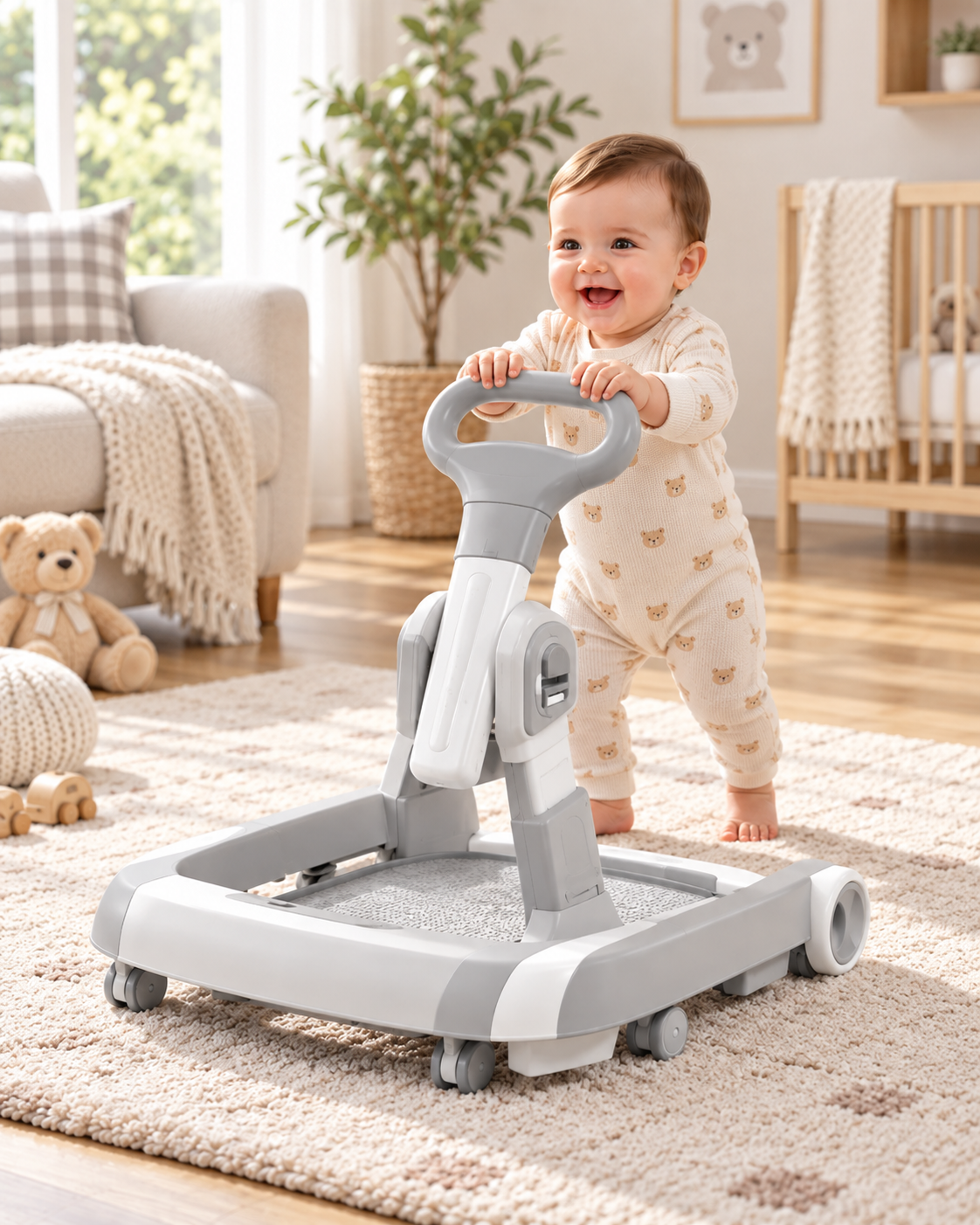 Baby using push walker mode