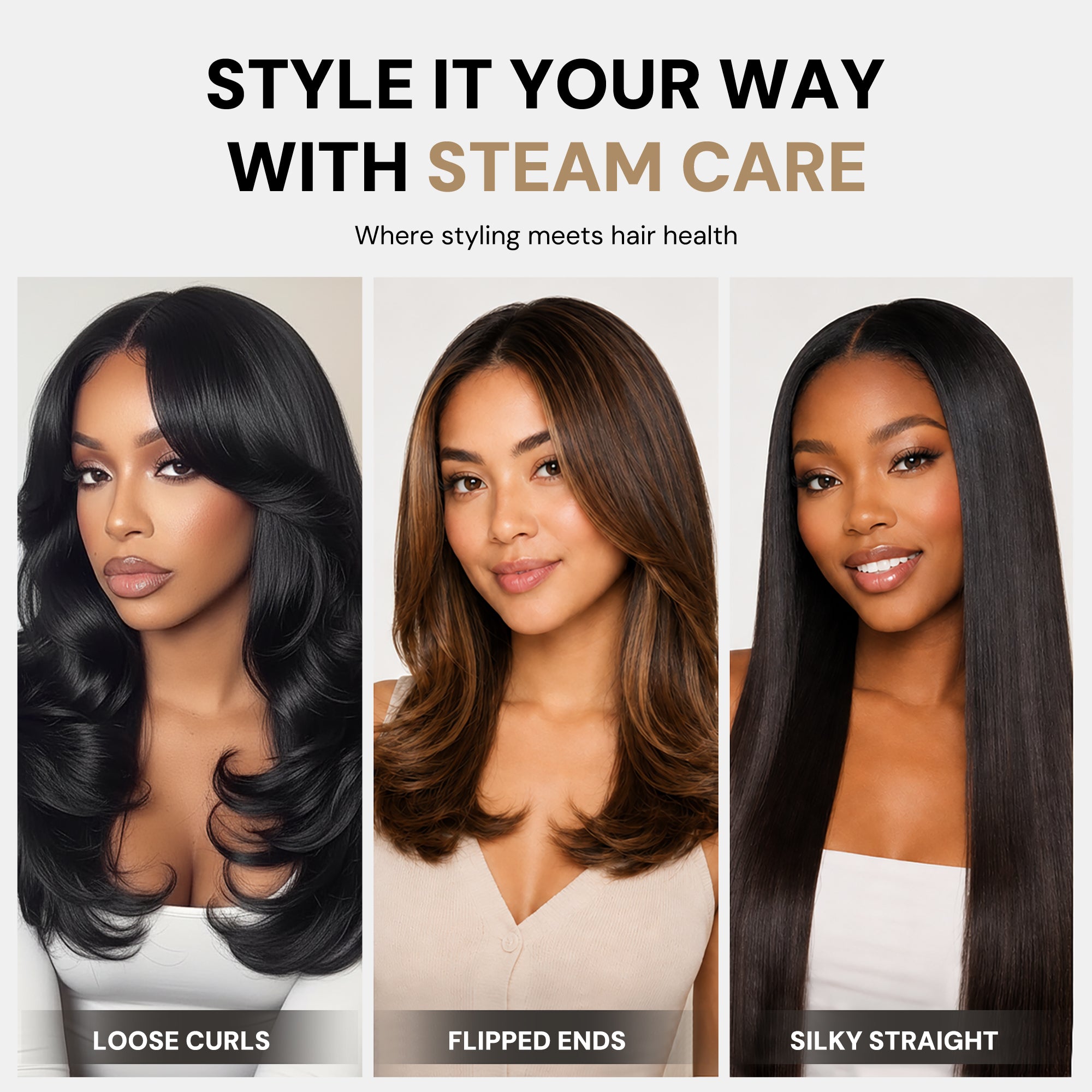 Steam Hair Straightener & Curling Tool, Infrared Protection, Frizz Smoothing for All Hair Types