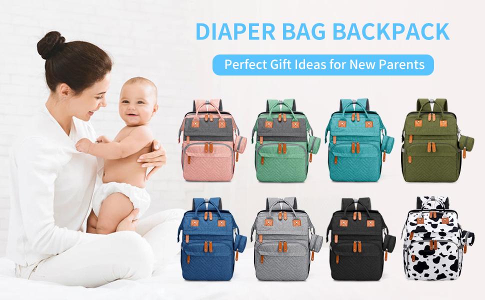 Kabaqoo Diaper Bag Backpack for New Moms - Multifunctional, Waterproof, Large Capacity, Lightweight, Portable, Multi-Compartment, Foldable with Mosquito Net for Newborn Travel & Everyday Use