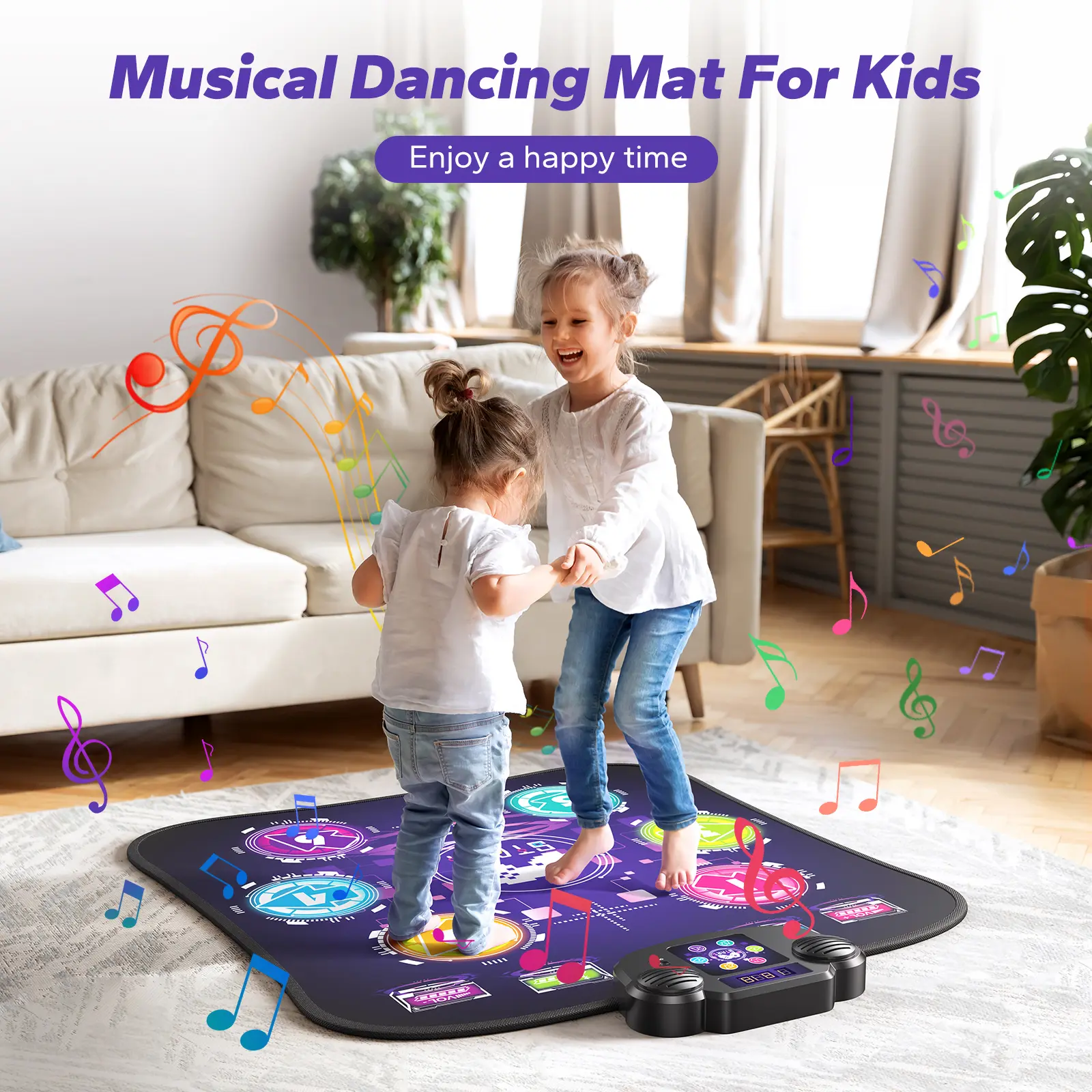 Bluetooth Light-up Dance Mat for Kids, 8-Button Electronic Dance Game Pad