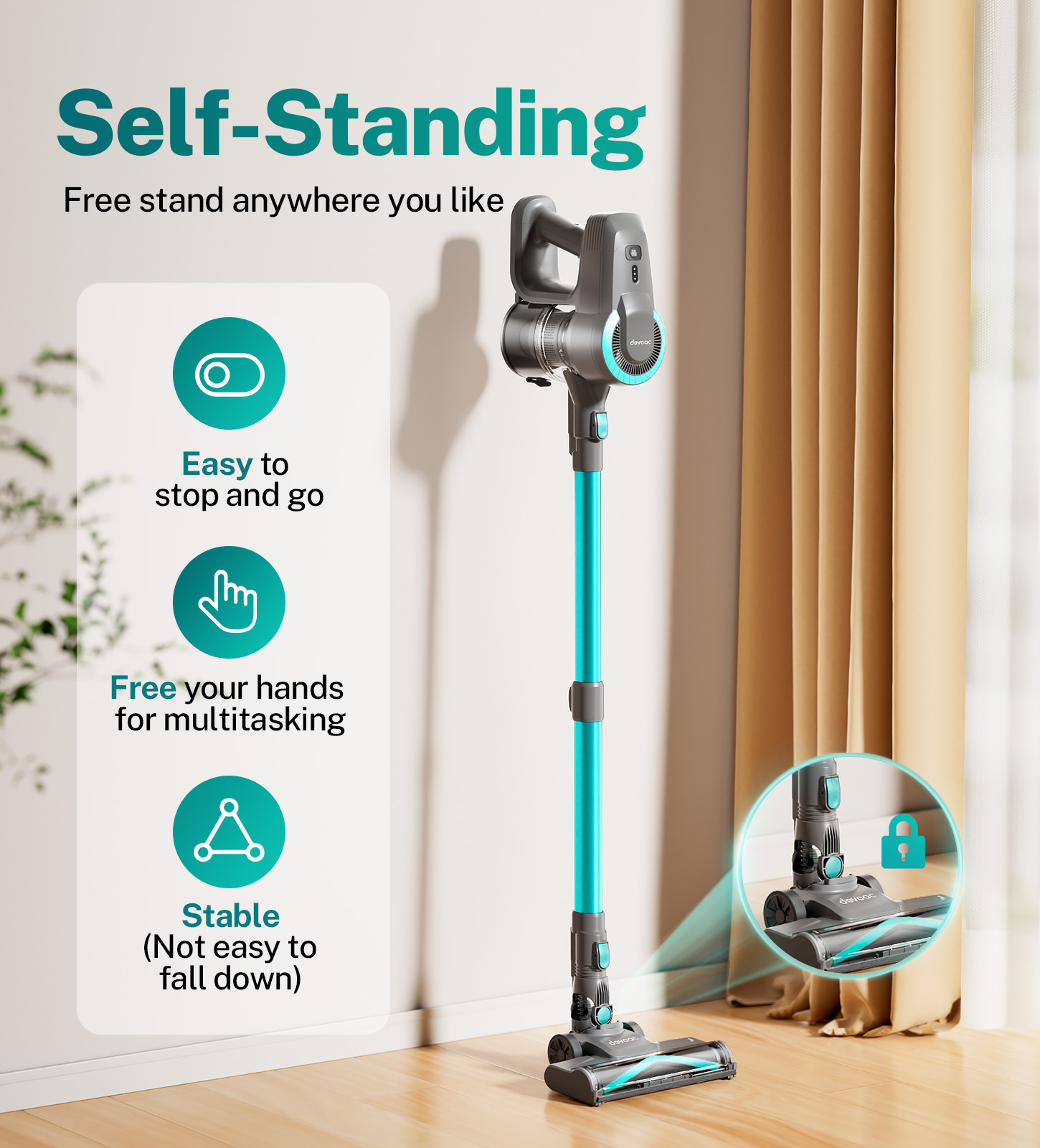 Devoac cordless vacuum standing image