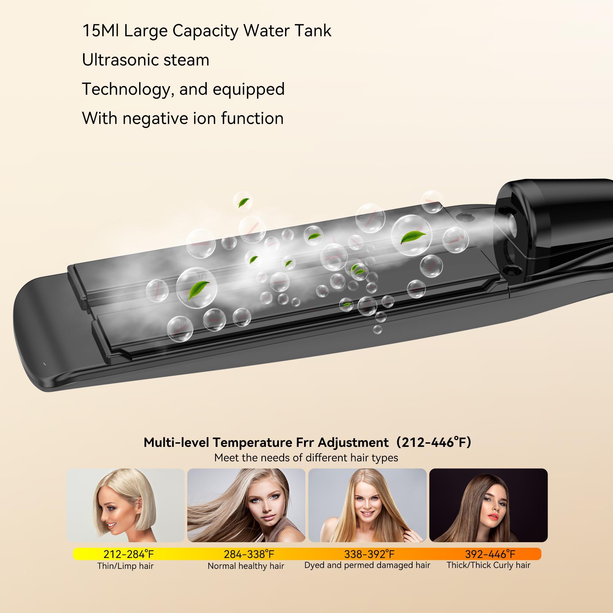 UKLISS LissVapor Unisex Hair Straightener & Curling Tool - US Plug, Adjustable, 2-Year Warranty, Steam Protection, Infrared Protection, Frizz Control, Softening & Smoothing, for All Hair Types