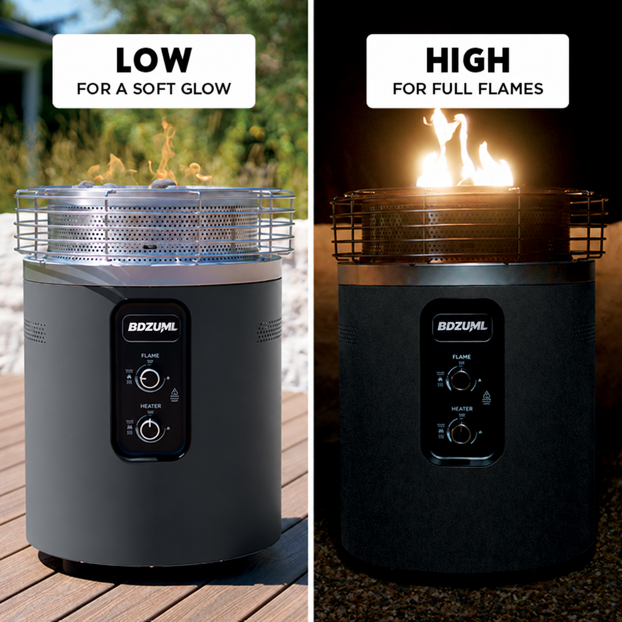 Low and high propane flame control comparison
