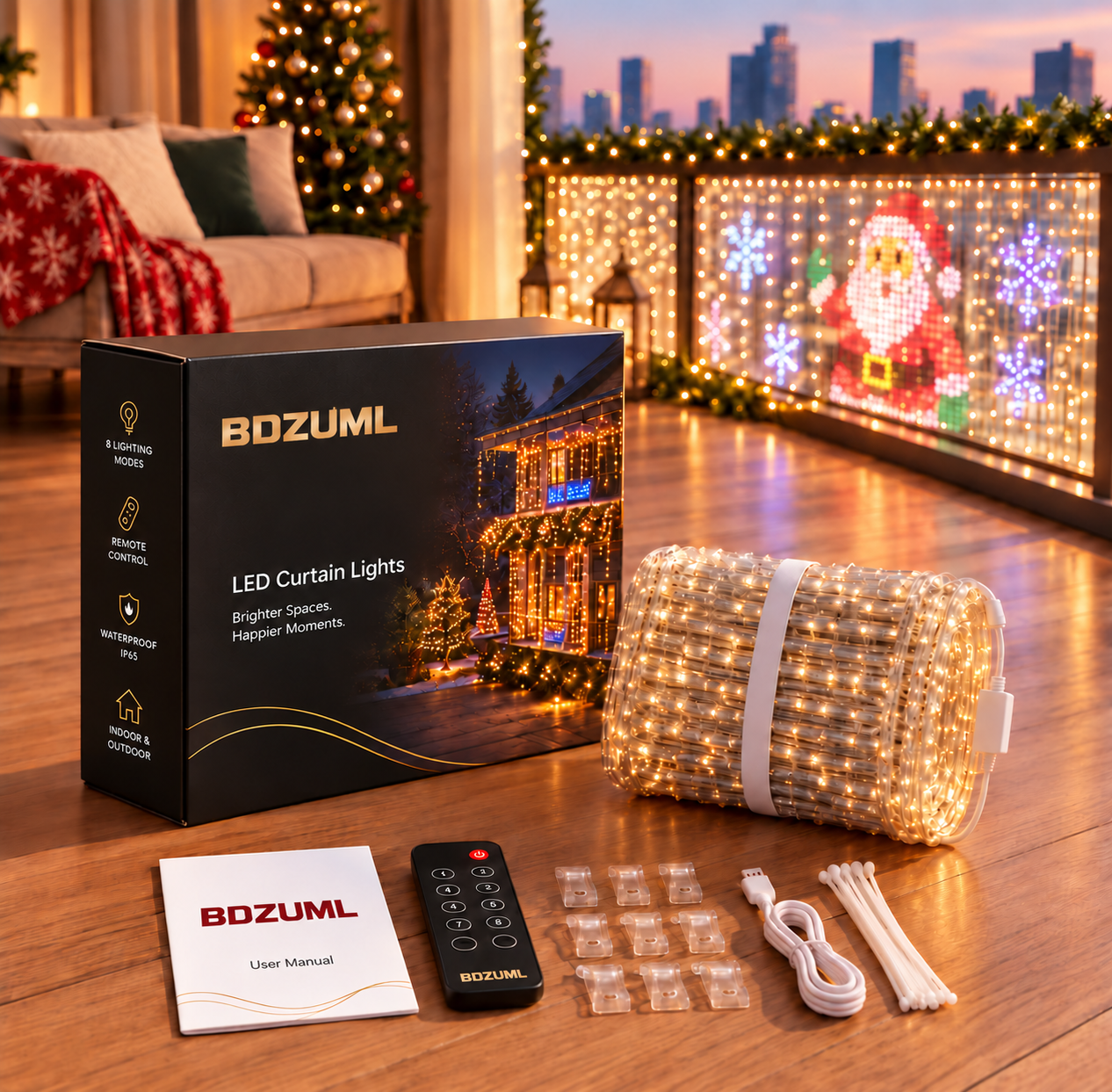 BDZUML Smart LED Balcony Christmas Lights