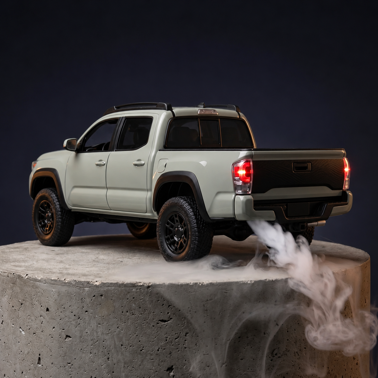 Tacoma truck diffuser, rear view with tailpipe mist
