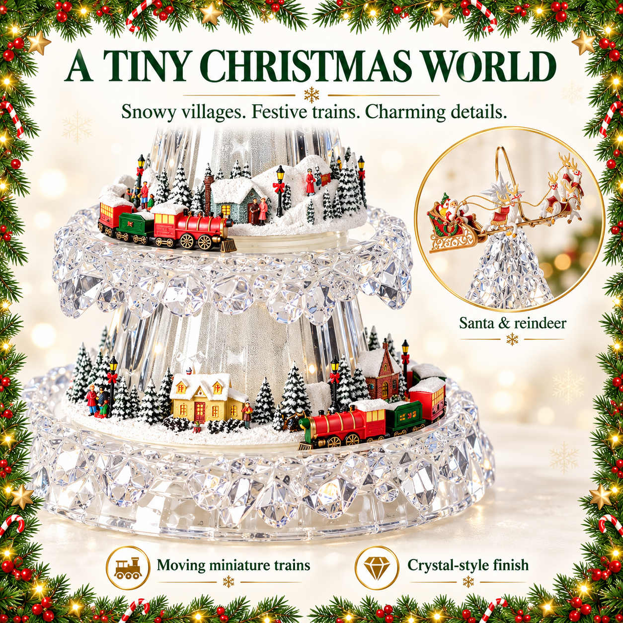 Amusements Lighted Musical 4-Tier Rotating Christmas Tree with Train