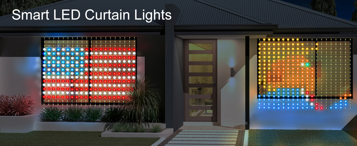 Smart LED Curtain Lights 800 LEDs – App Control & Waterproof Design