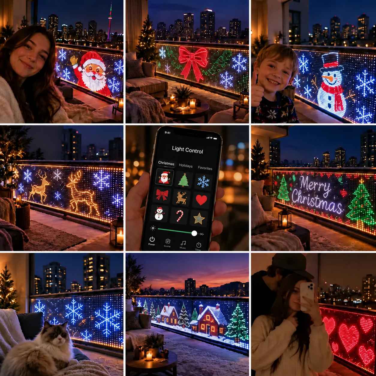BDZUML Smart LED Balcony Christmas Lights