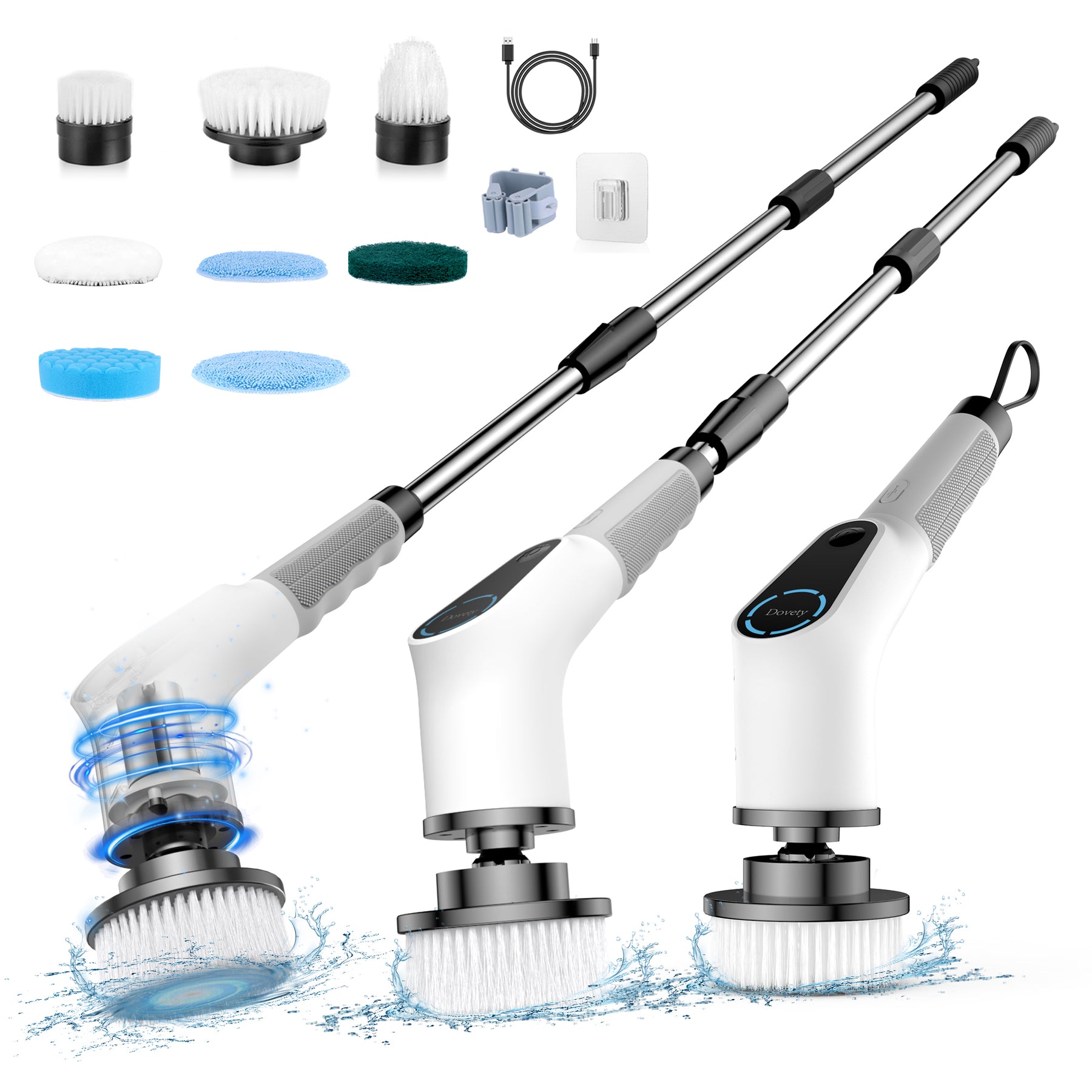 Electric spin scrubber set with eight cleaning heads