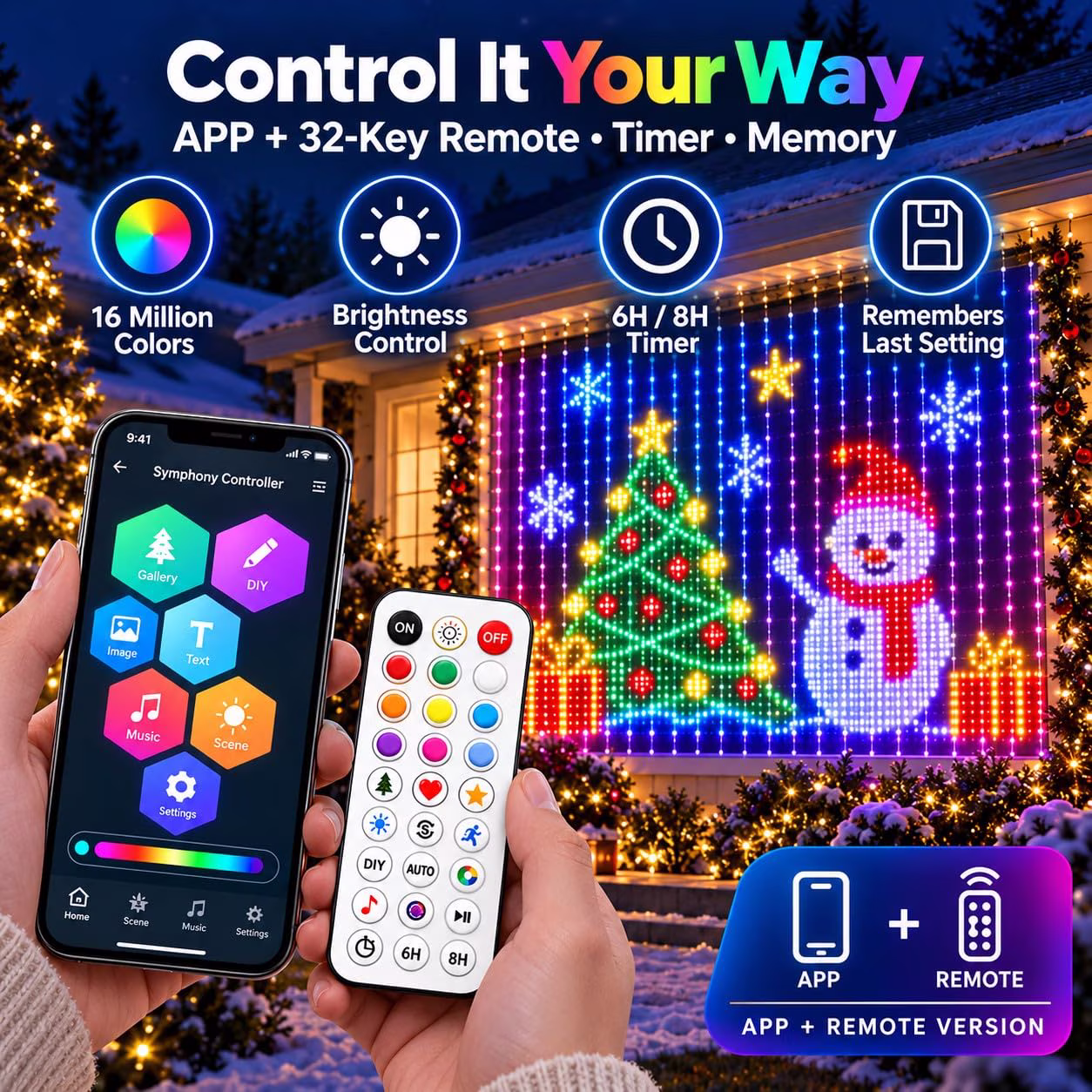 DIY LED Pixel Curtain Lights – App-Controlled Animated Christmas Display Screen