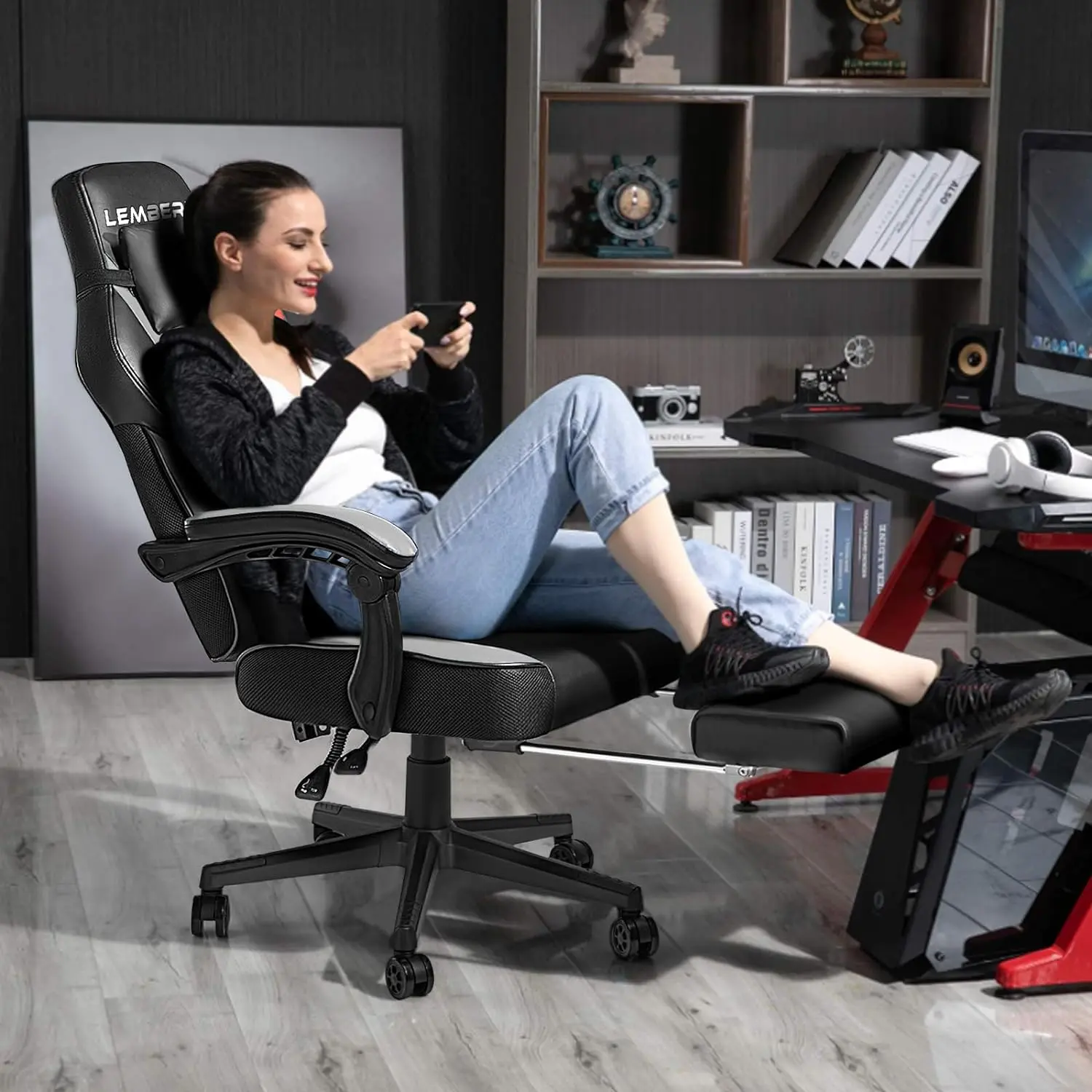 Gaming Chairs for Adults,Ergonomic Video Game Chairs with footrest,Big and Tall Gaming Chair 400lb Weight Capacity, Racing Style Computer Gamer Chair with Headrest and Lumbar Support