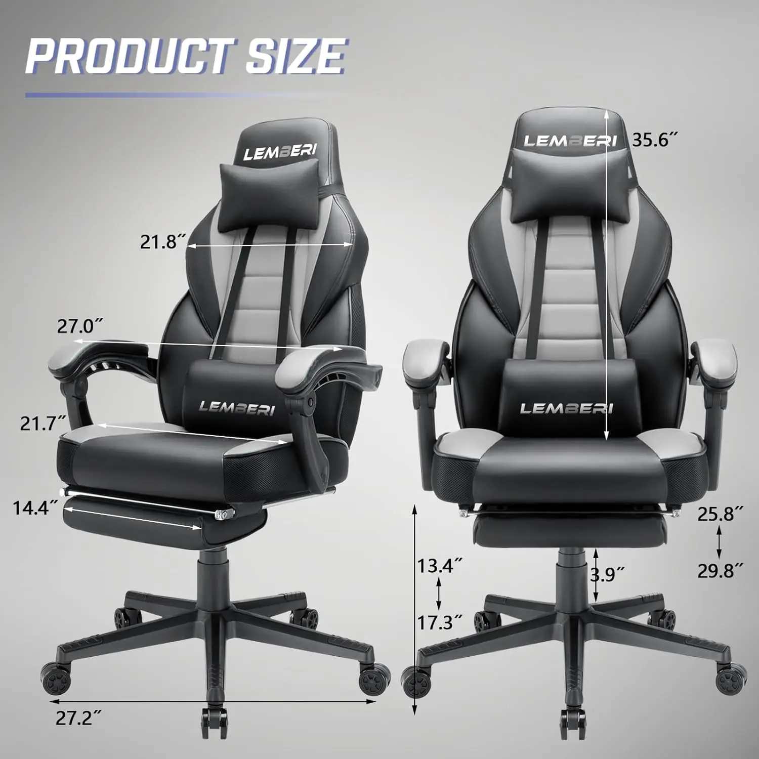 Gaming Chairs for Adults,Ergonomic Video Game Chairs with footrest,Big and Tall Gaming Chair 400lb Weight Capacity, Racing Style Computer Gamer Chair with Headrest and Lumbar Support