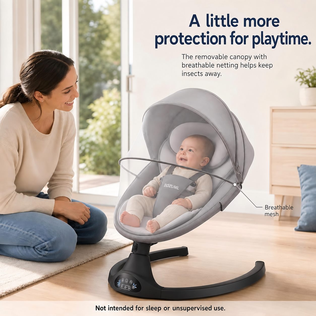 BDZUML baby swing with canopy and breathable mesh net