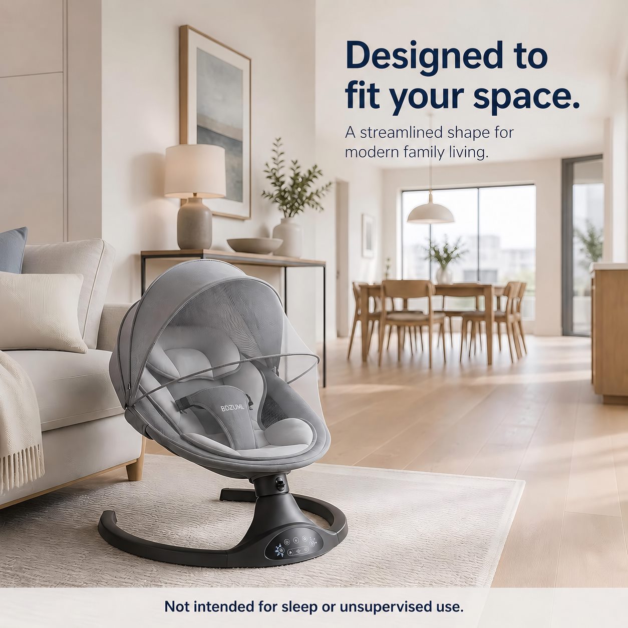 BDZUML compact electric baby swing in home interior