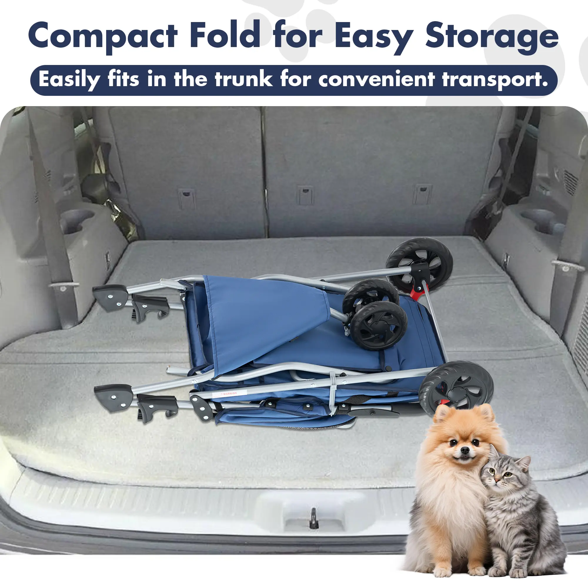 🐱🐶3-Wheel Pet Stroller, Foldable Breathable Pet Carrier for Small & Medium Dogs Cats