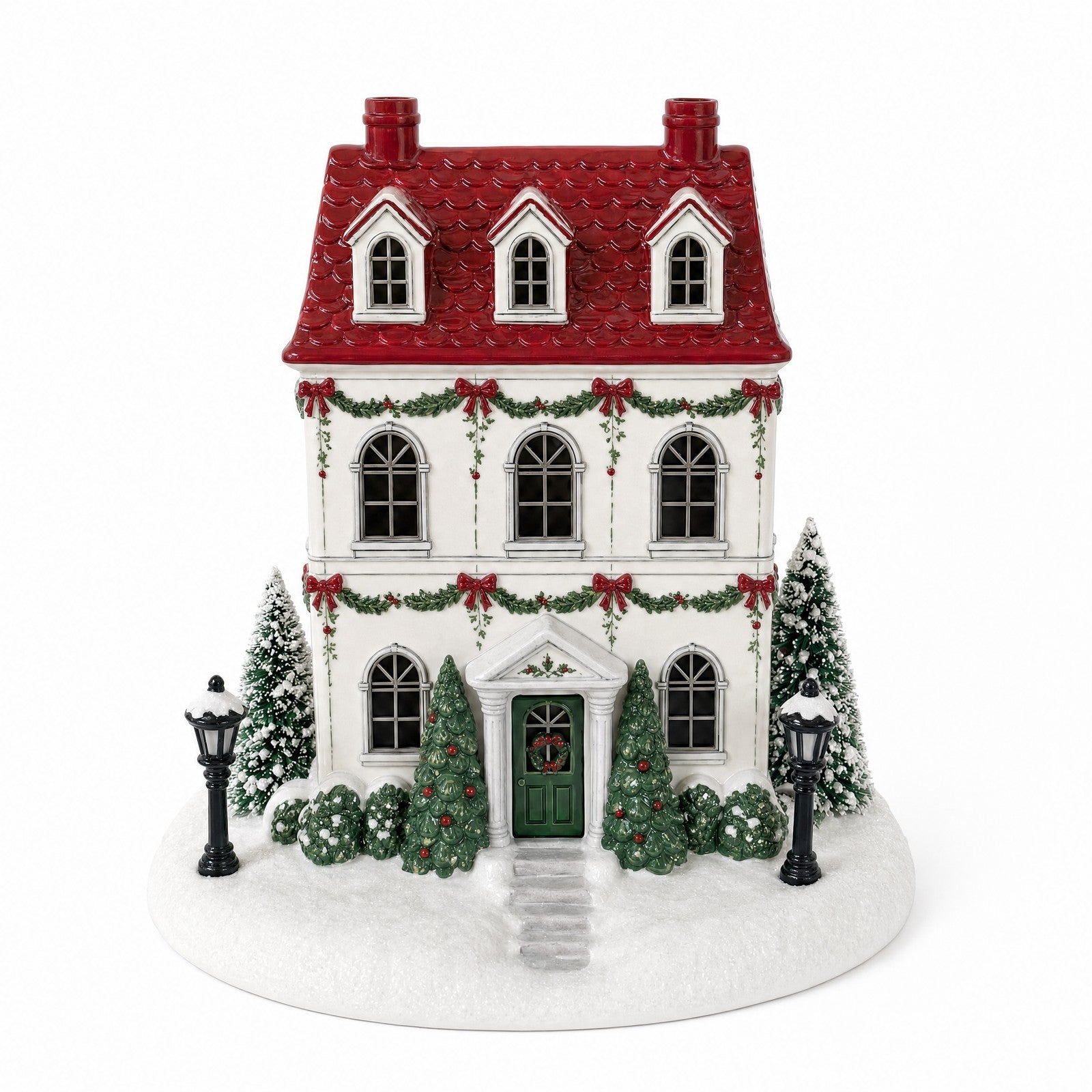 Hand-painted Holly Townhouse Christmas cottage diffuser