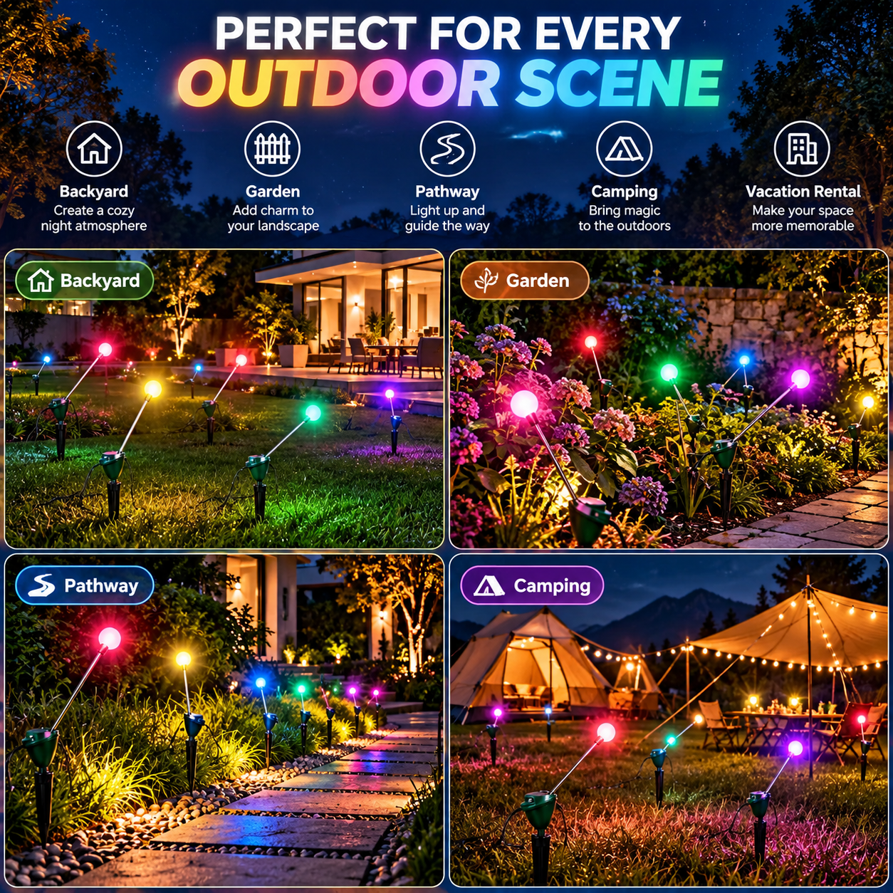 Swaying firefly garden light decorative arrangement
