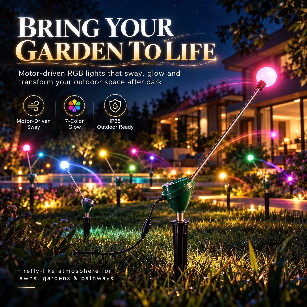 7-color motorized swaying firefly garden light