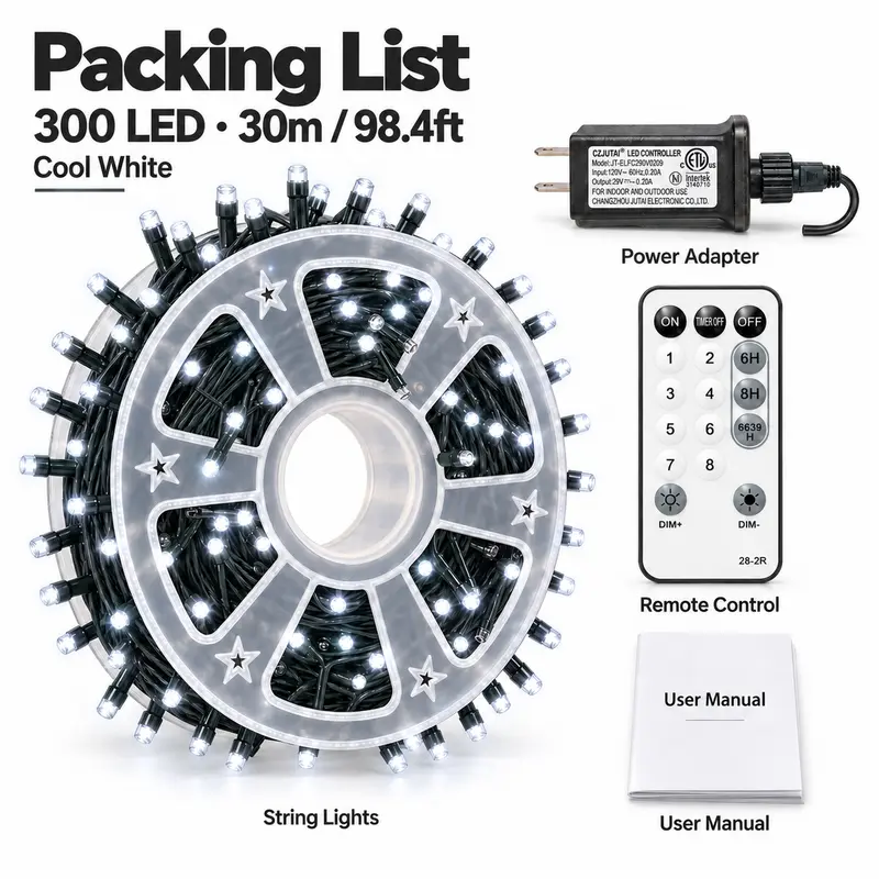 Hoodink 300/900 LED Christmas String Lights – 8 Modes, Remote & Timer