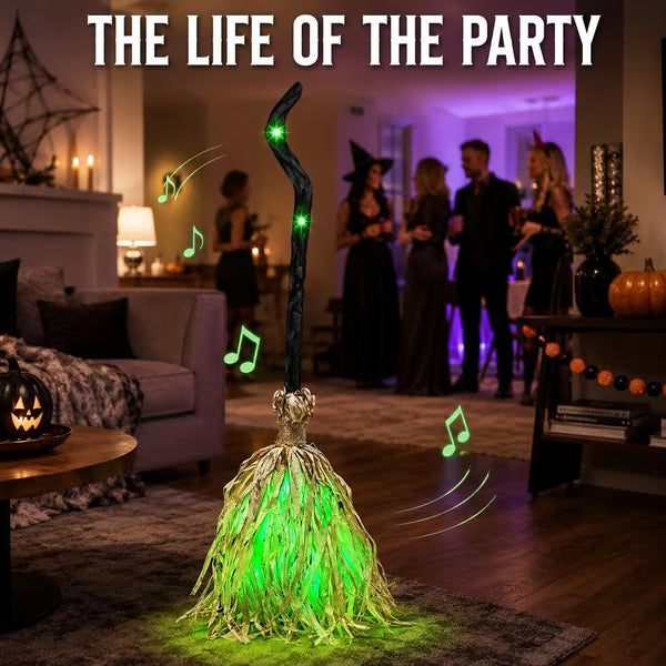 Witch broom at a Halloween party