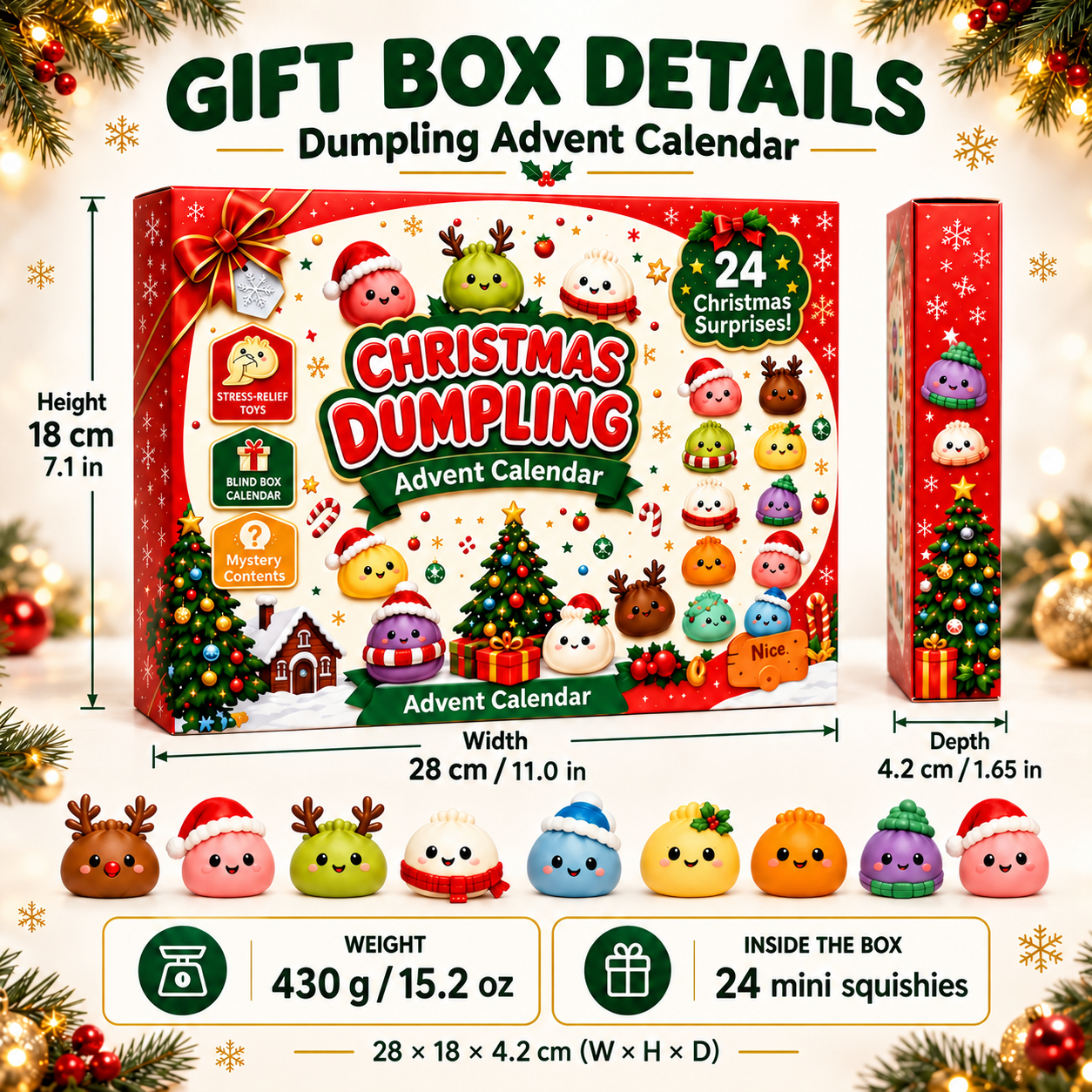 🎅Christmas Squishy Dumpling Mystery Countdown Box🎁