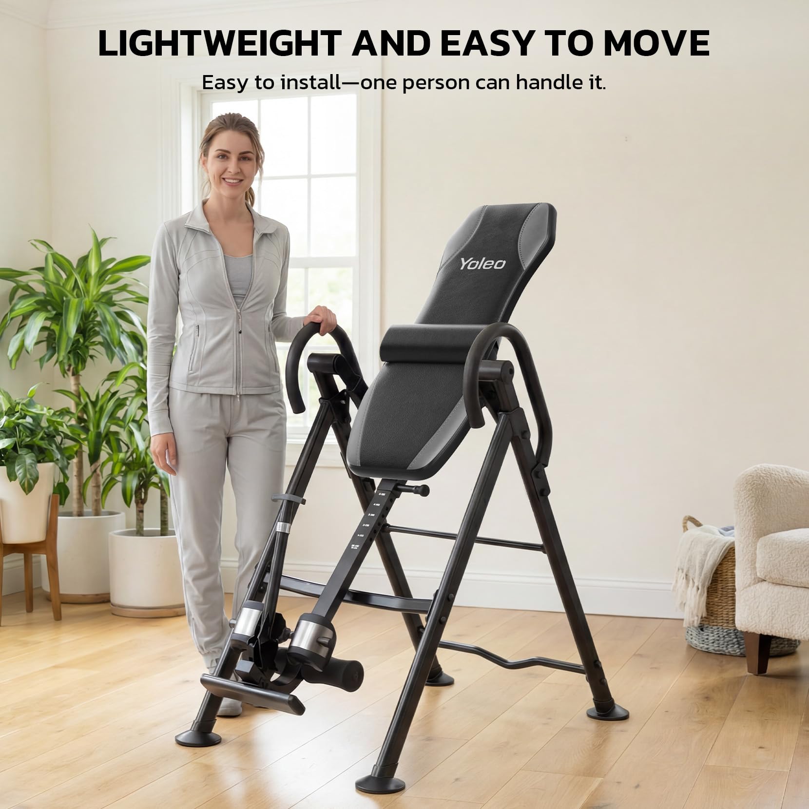 YOLEO Gravity Heavy Duty Inversion Table for Pain Relief Therapy with Headrest & Adjustable Protective Belt Back Stretcher Machine