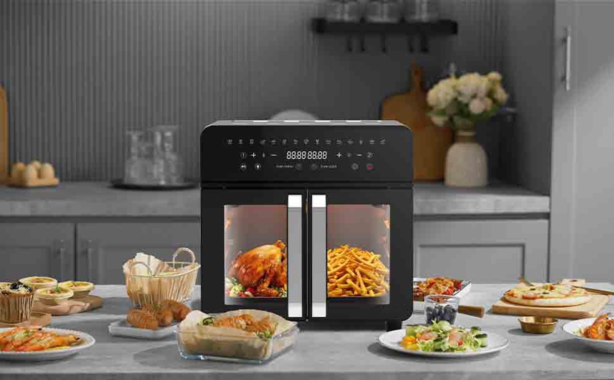 23L dual zone air fryer oven