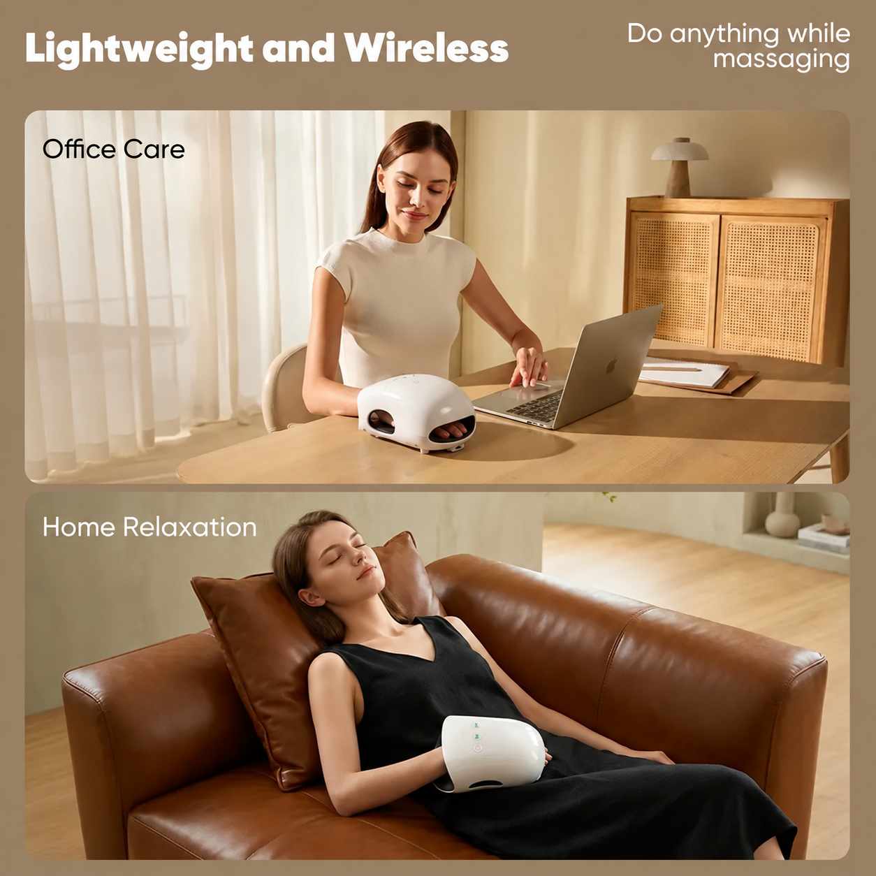 Portable Cordless Hand Massager 026H White Heating