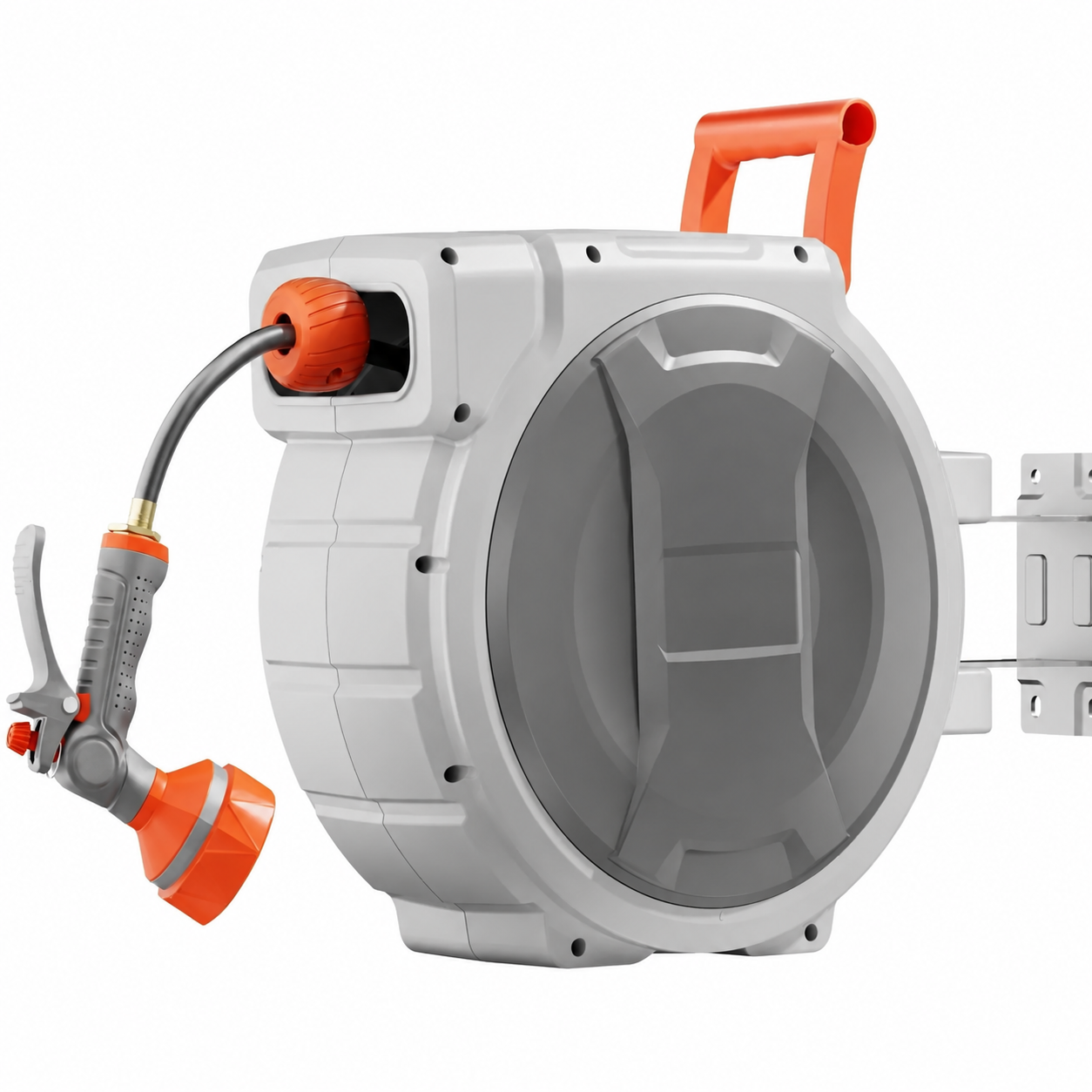 Wall-mounted retractable garden hose reel