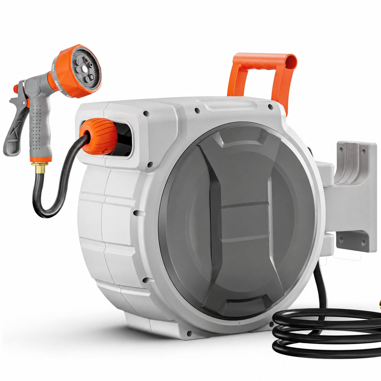 Wall-mounted retractable garden hose reel