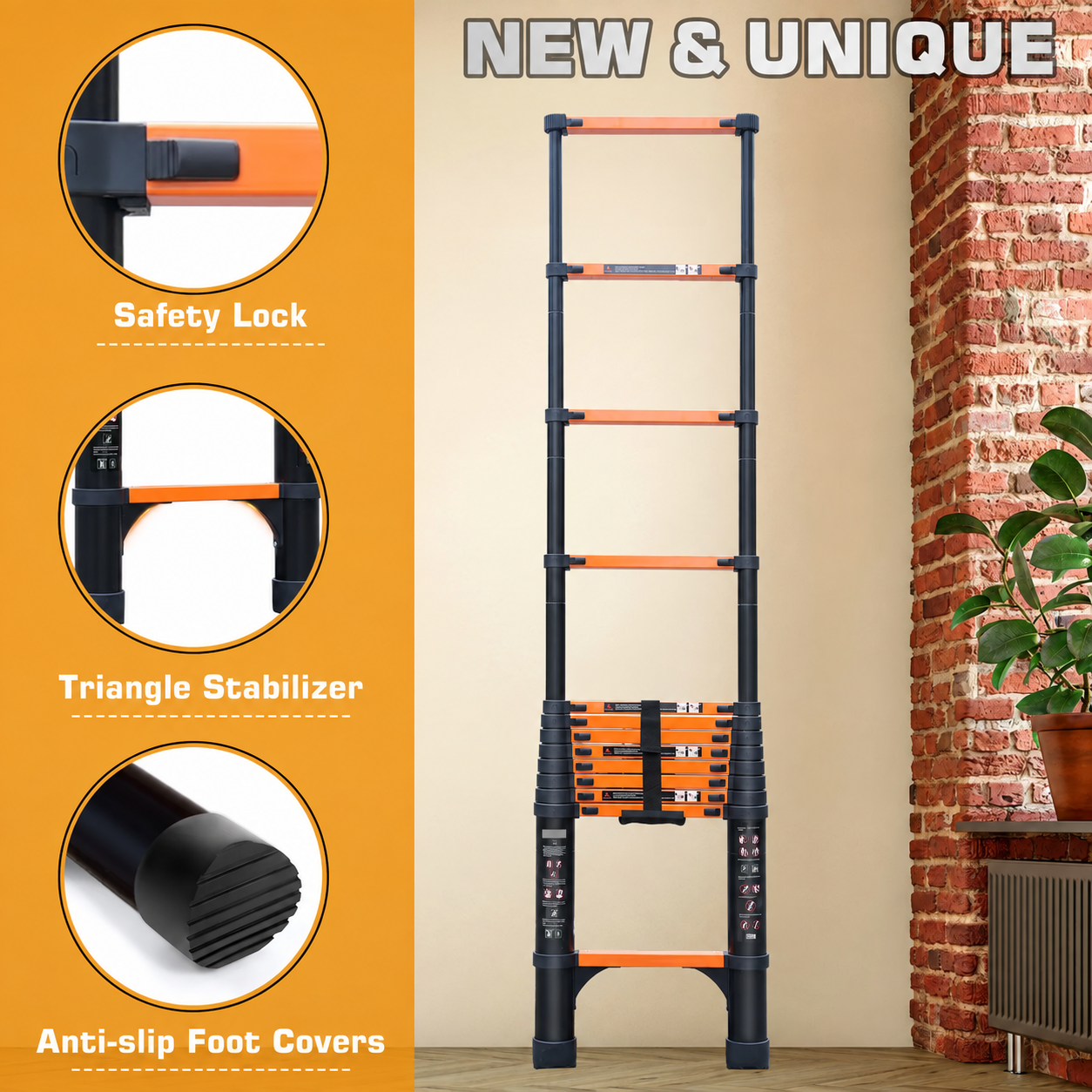 Telescopic ladder product detail without third-party logo