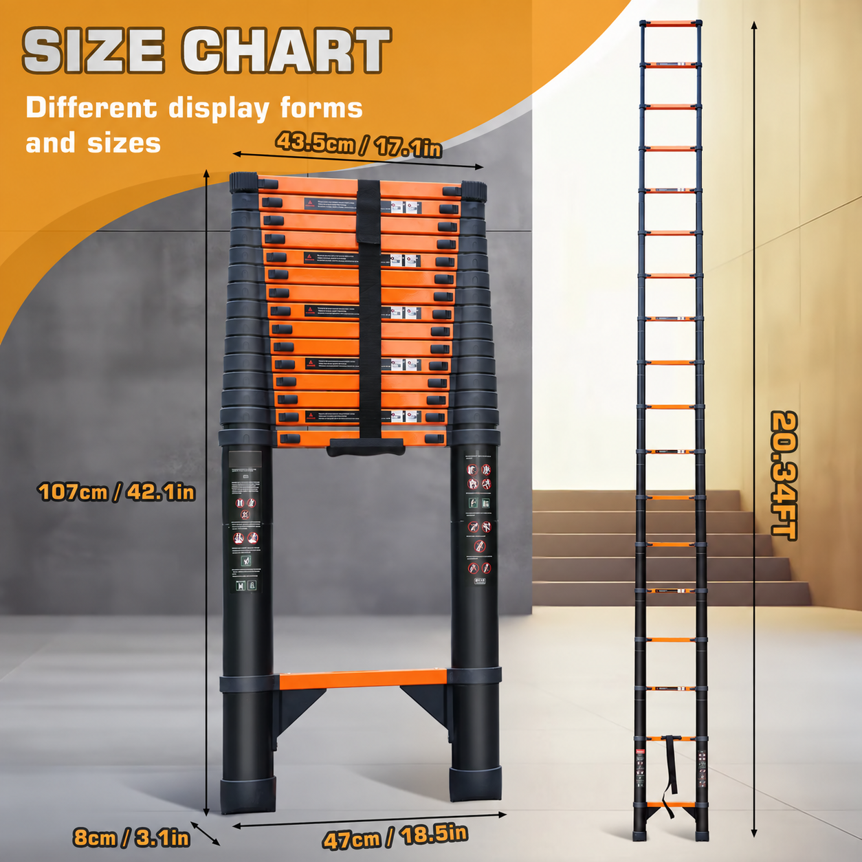 Telescopic ladder 20.34FT without third-party logo