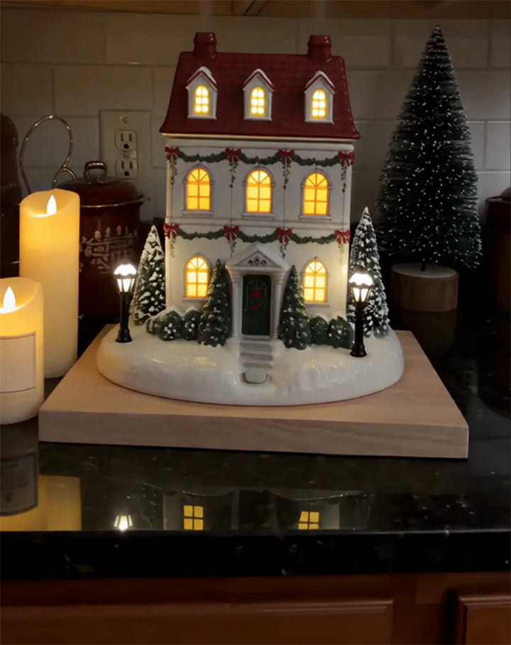 Christmas cottage diffuser displayed at home
