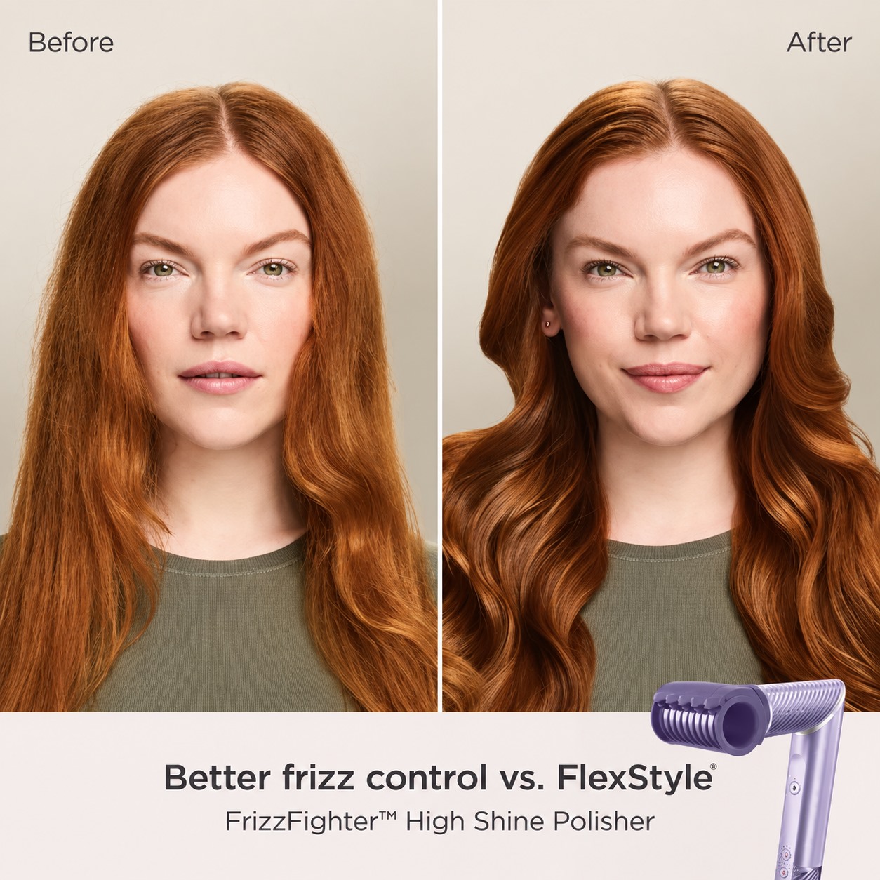 Frizz control before and after