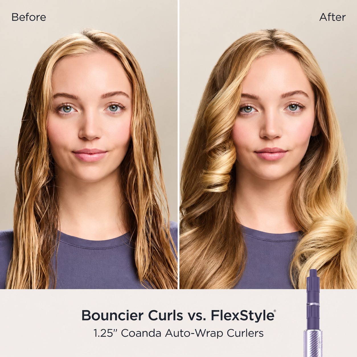 Bouncier curl before and after