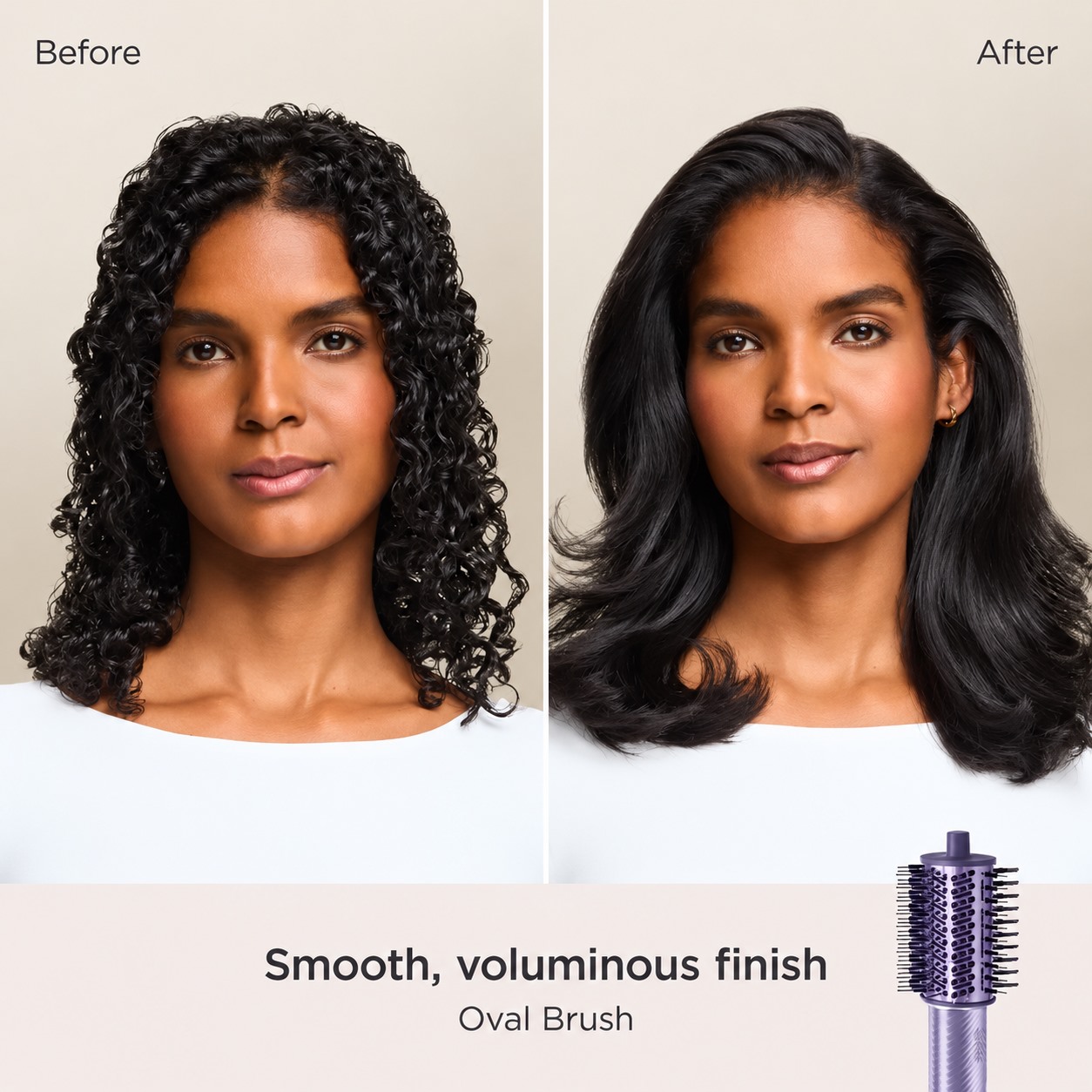 Smooth voluminous finish before and after
