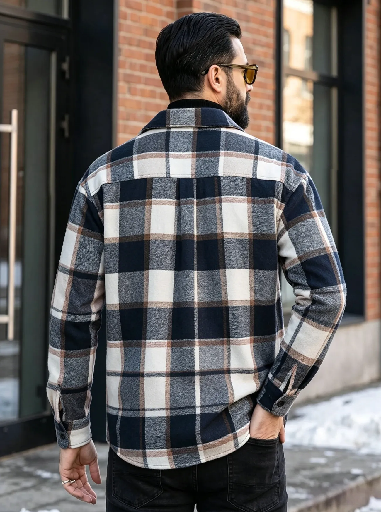 Plaid shirt jacket detail 1