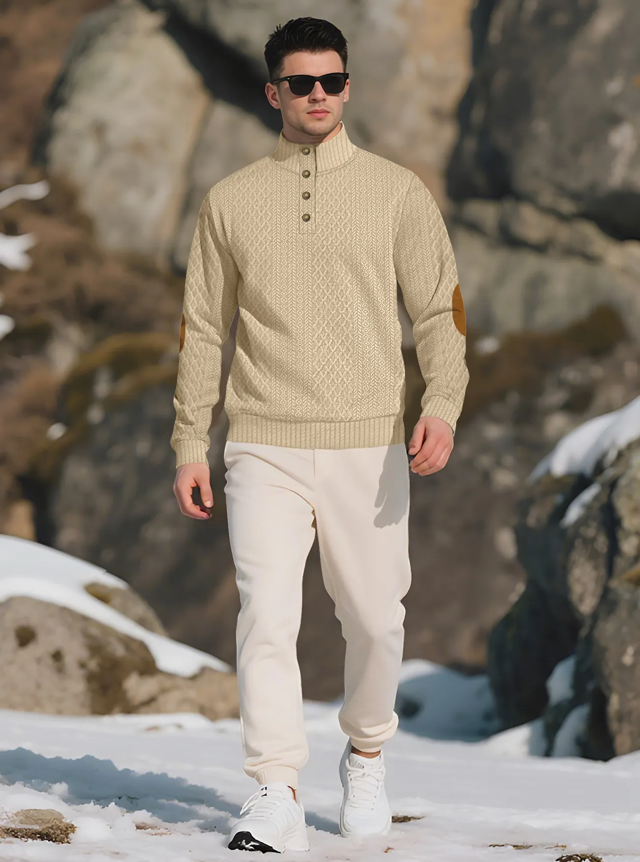Textured knit sweater detail