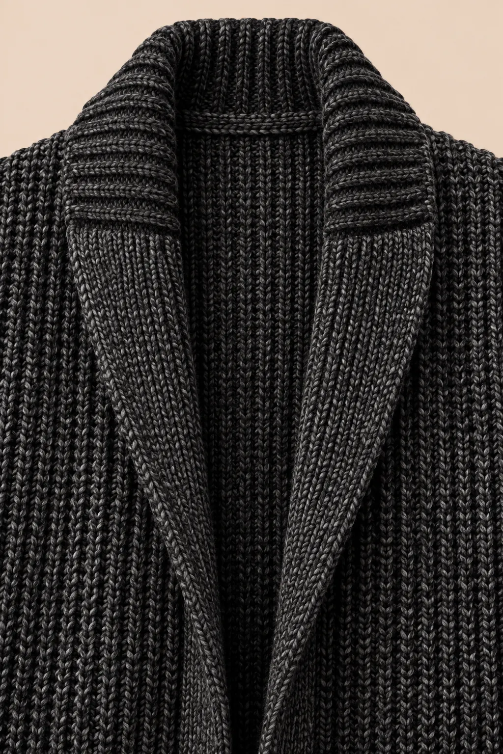 Shawl collar knit cardigan texture detail