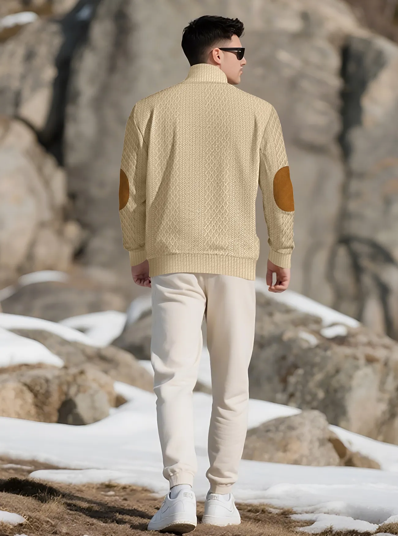 Textured knit sweater detail