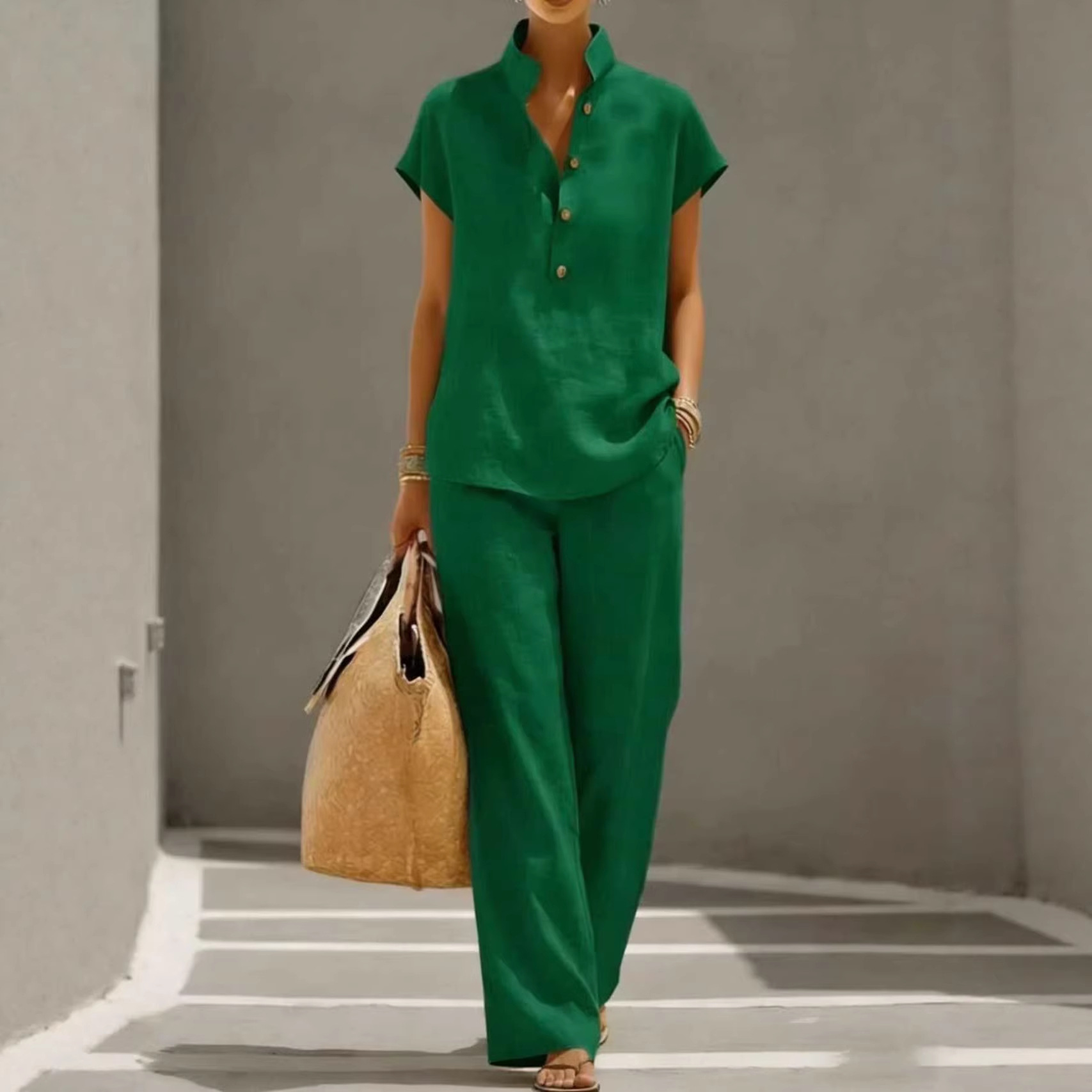 Relaxed Linen Blend Two-Piece Set