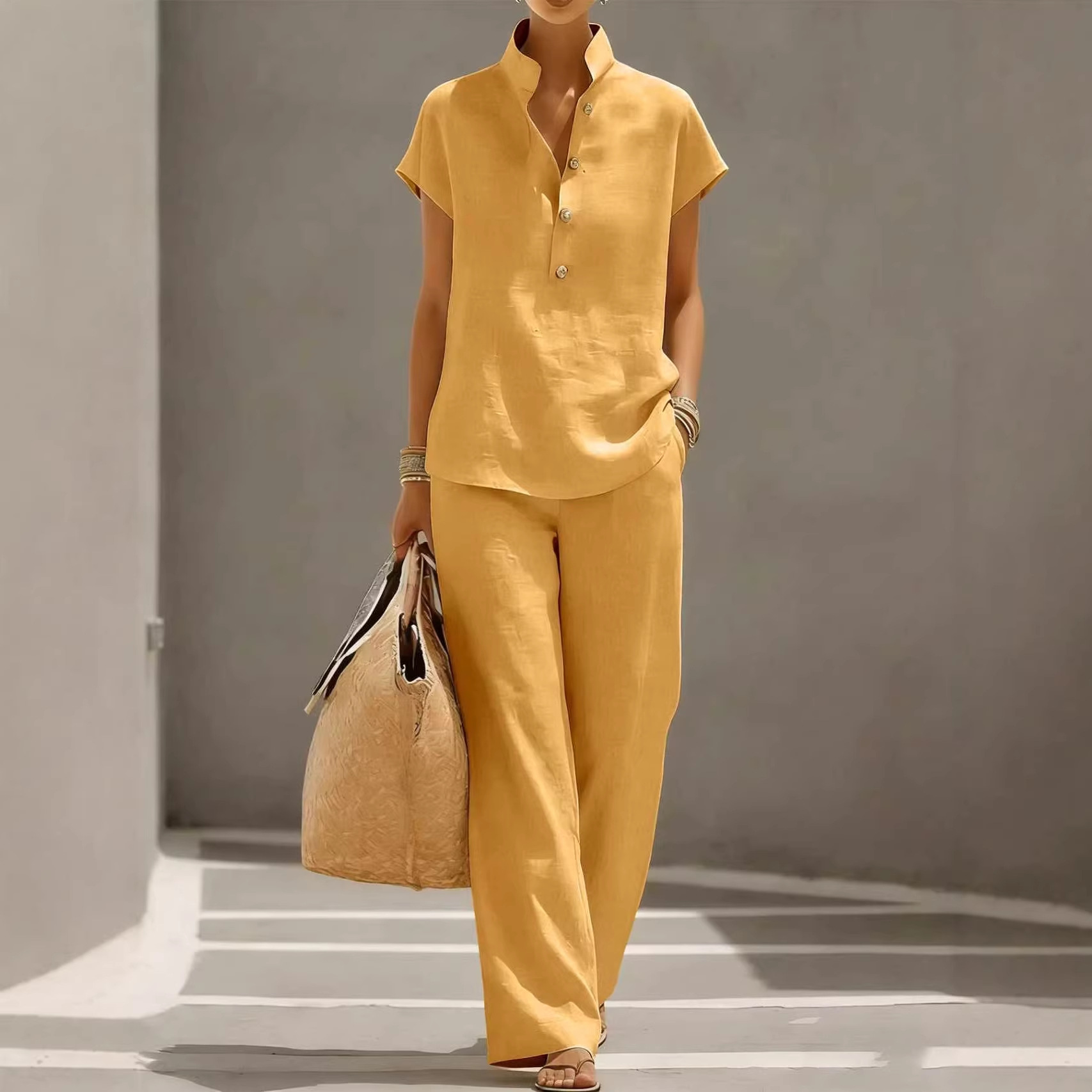 Relaxed Linen Blend Two-Piece Set
