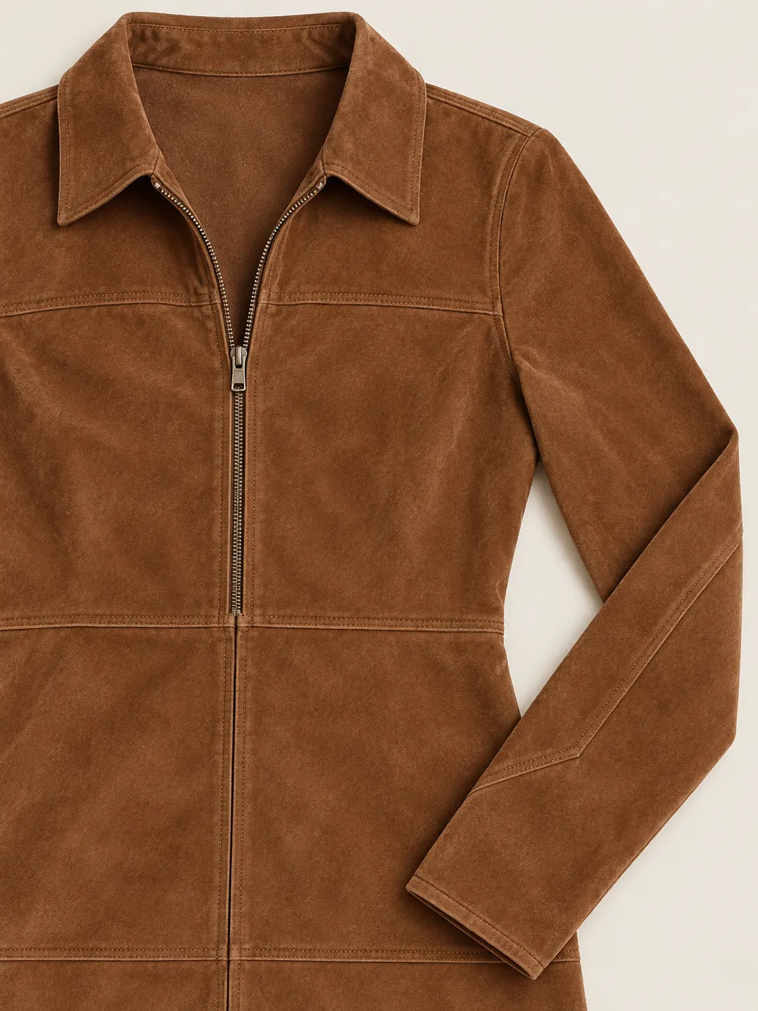 Suede-look texture and sleeve detail