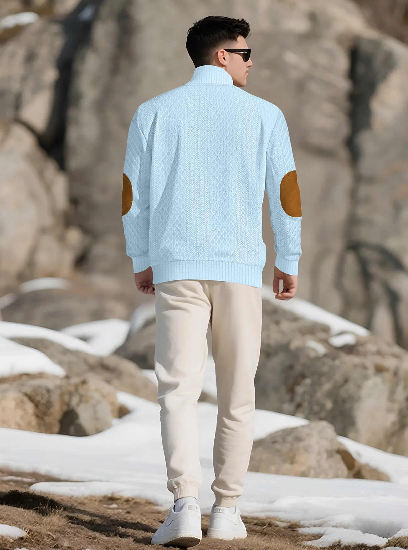 Textured knit sweater detail