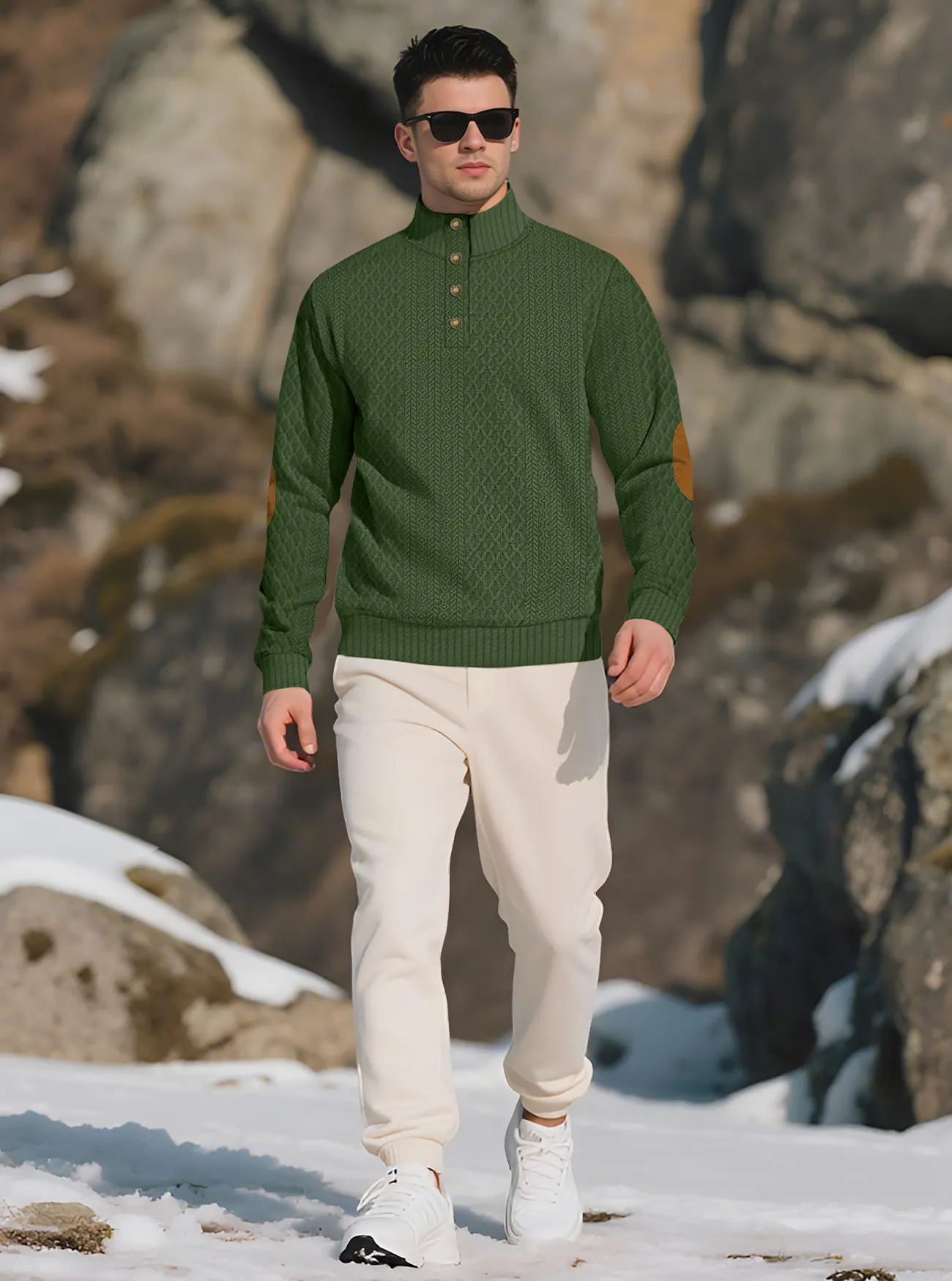 Textured knit sweater detail