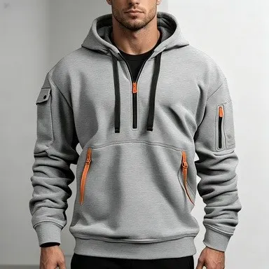 Men's multi-pocket hooded pullover color detail