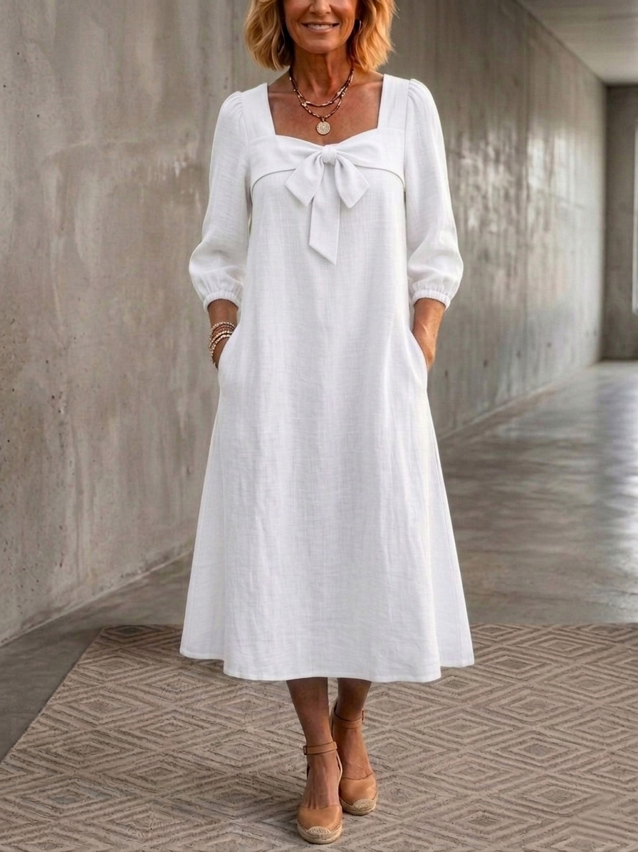 New Arrivals🔥Women's Bow Cotton Linen Dress