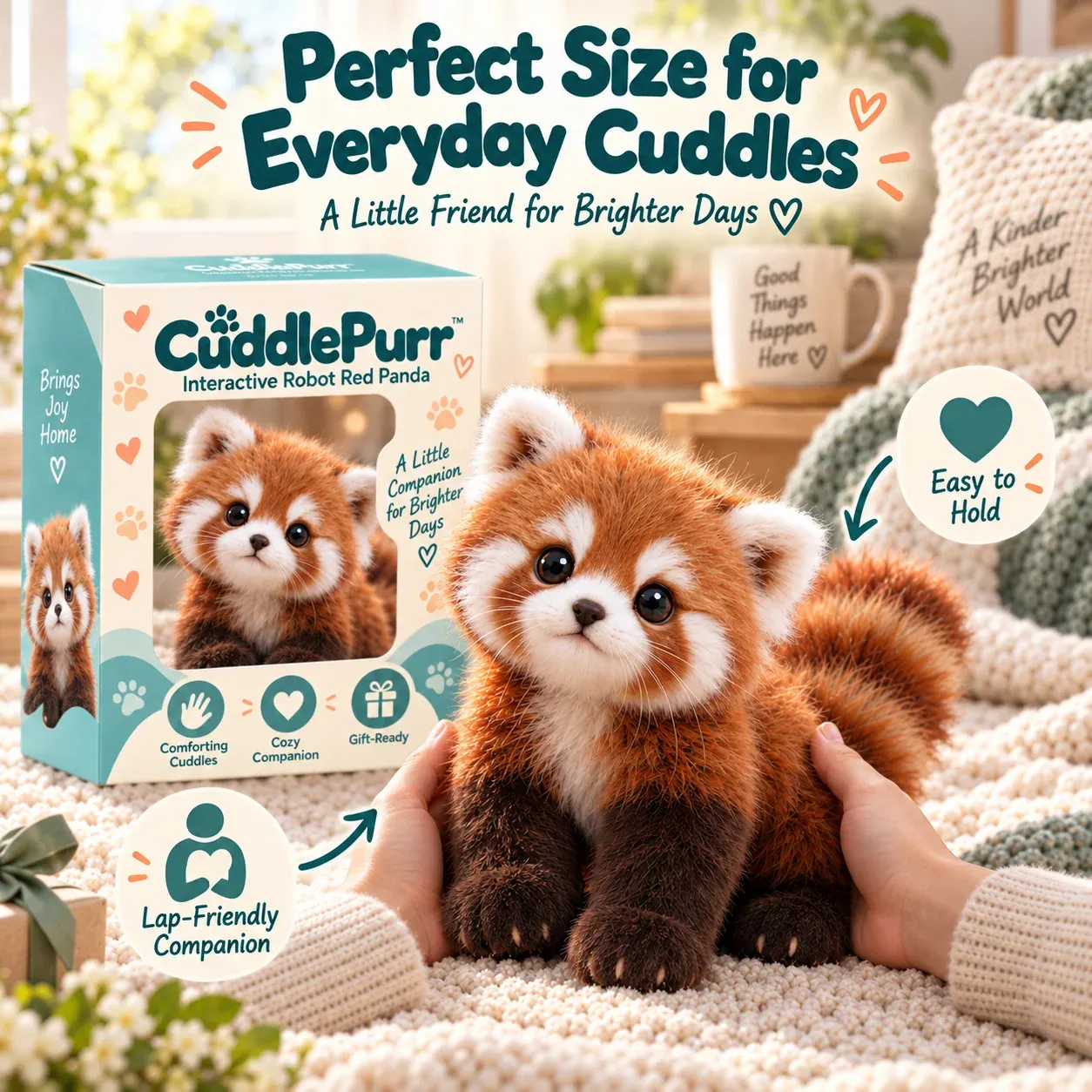 🐾❤️ Best Sellers CuddlePurrTM Red Panda – Interactive Plush Companion | A Little Friend, A Lot of Love