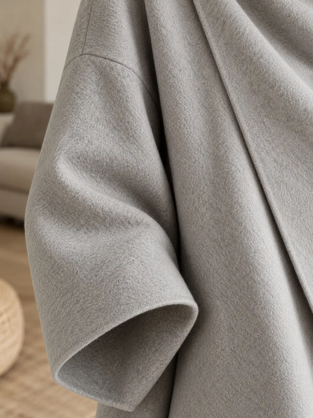 Wide sleeve and brushed fabric detail